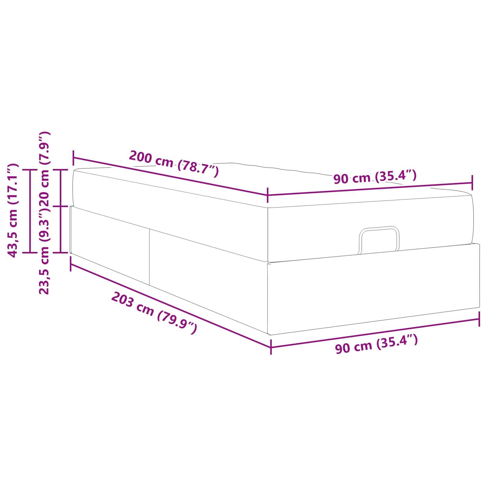 Okvir kreveta s madracem 2 pcs Plava tkanina