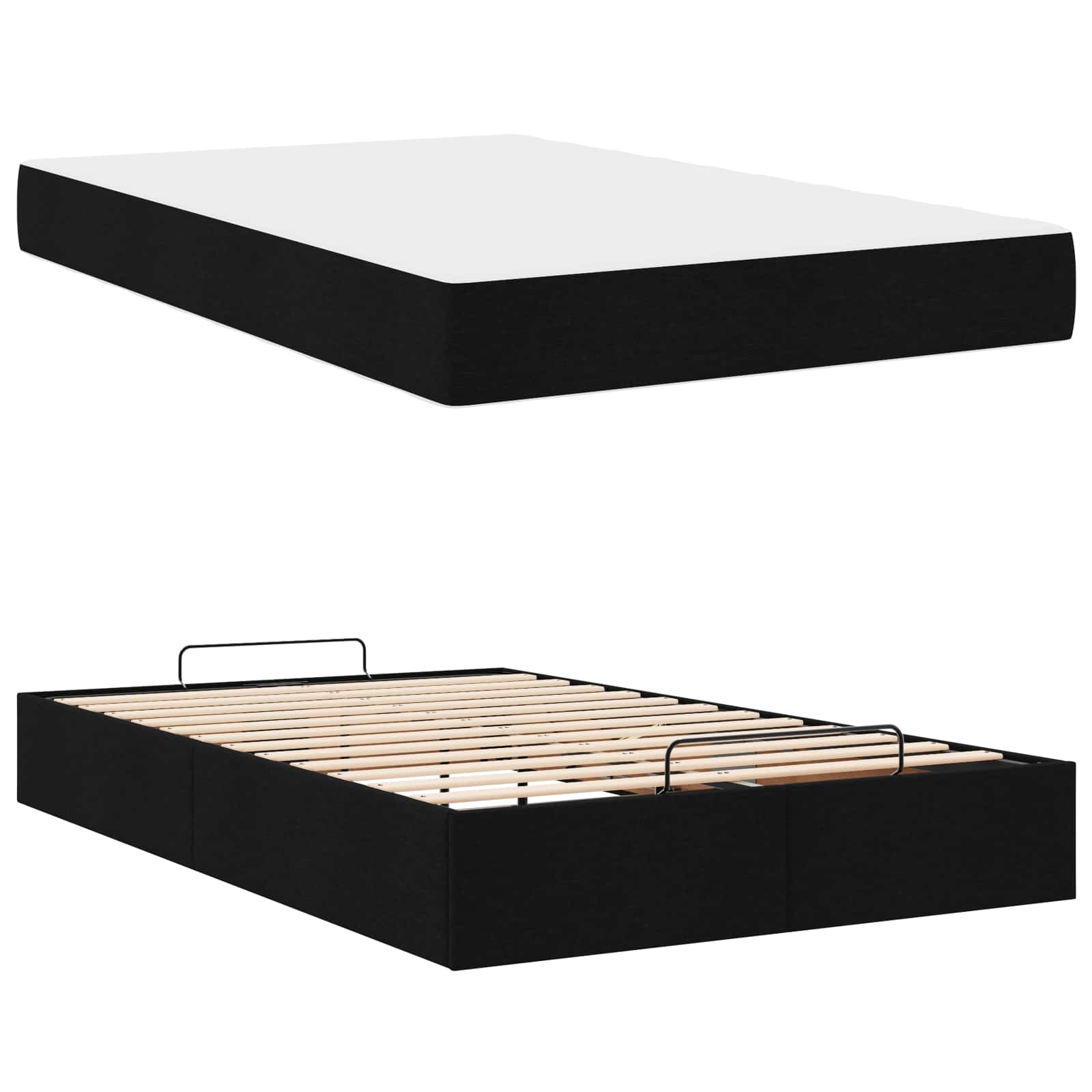 Okvir kreveta s madracem 2 pcs Crna tkanina