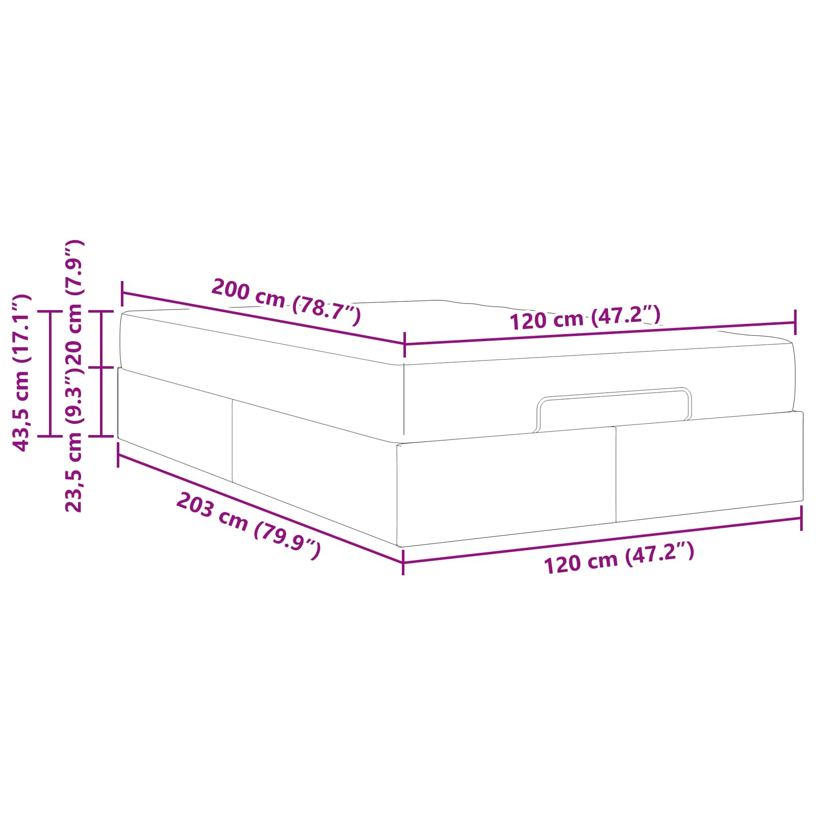 Okvir kreveta s madracem 2 pcs Krema tkanina