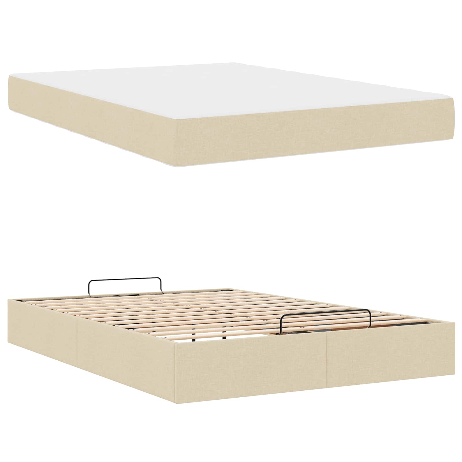 Okvir kreveta s madracem 2 pcs Krema tkanina
