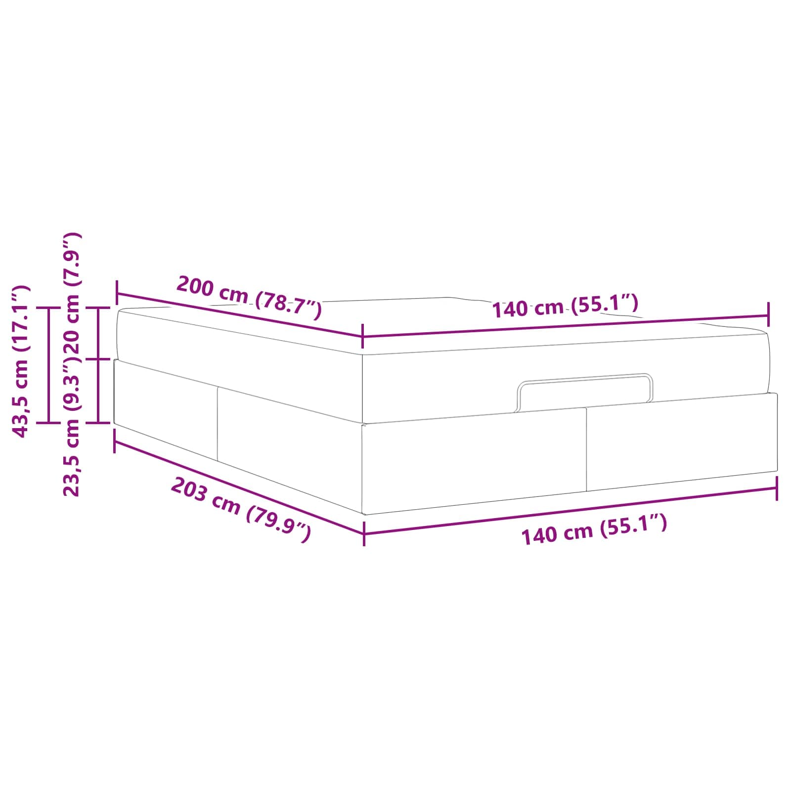 Okvir kreveta s madracem 2 pcs Plava tkanina