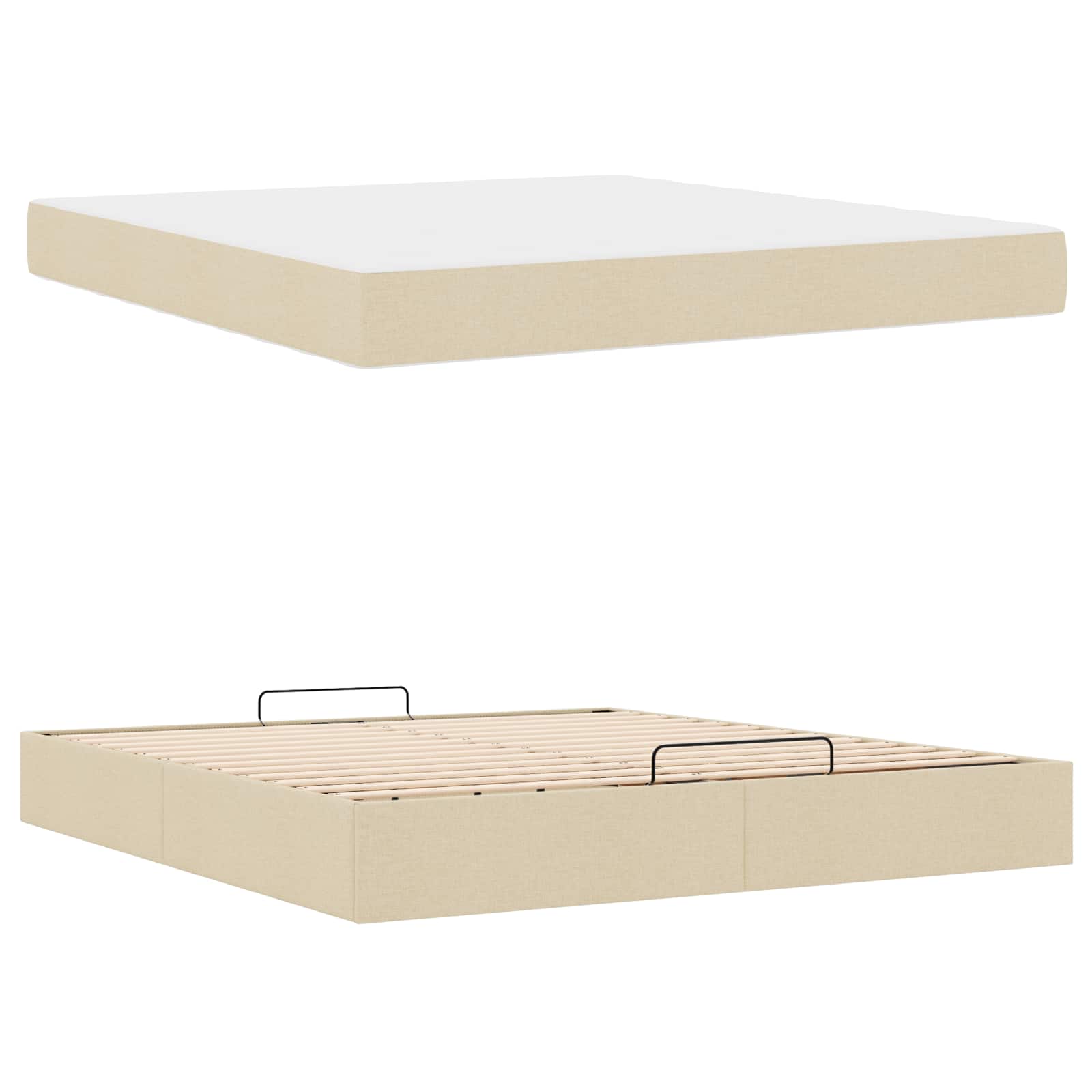 Okvir kreveta s madracem 2 pcs Krema tkanina