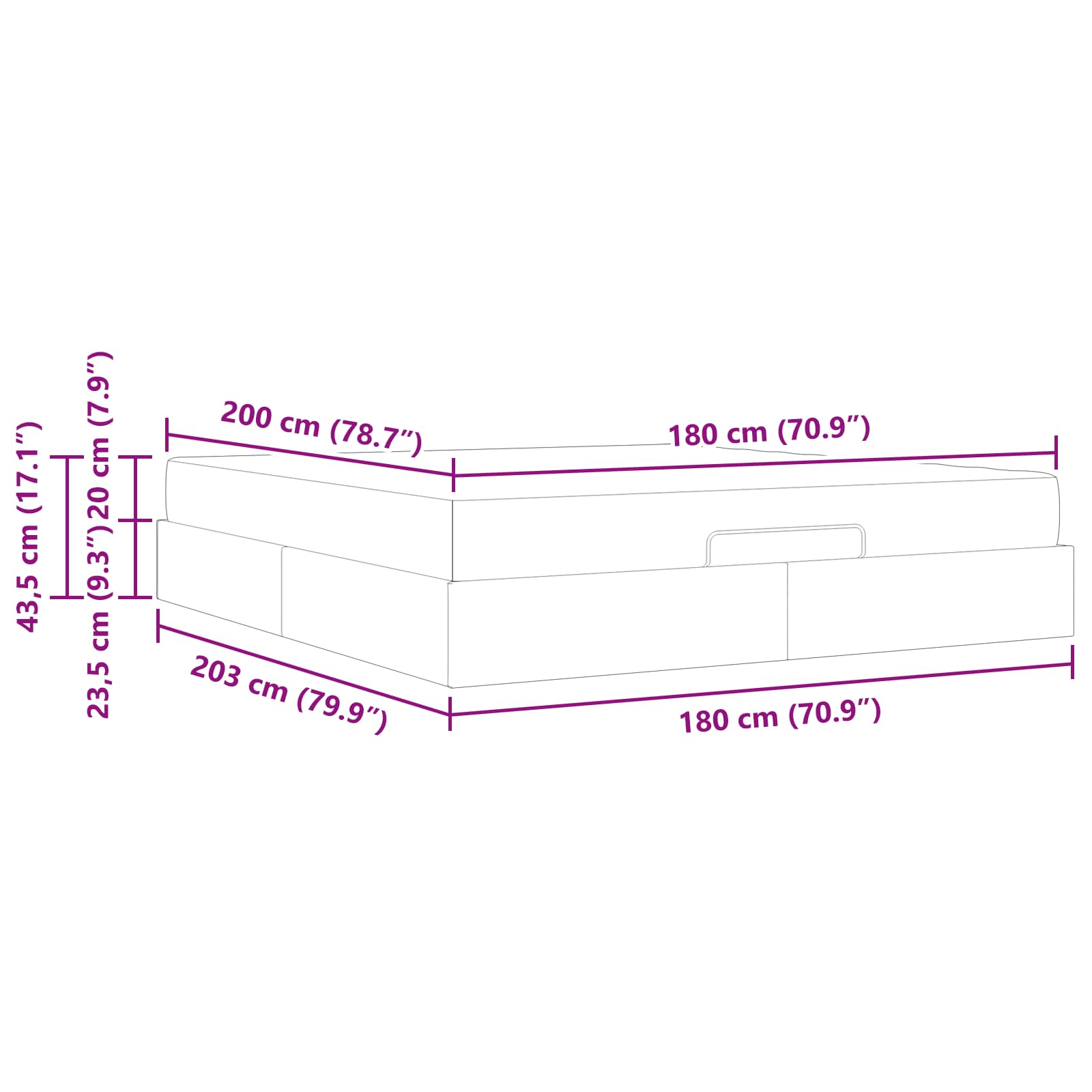 Okvir kreveta s madracem 2 pcs Krema tkanina