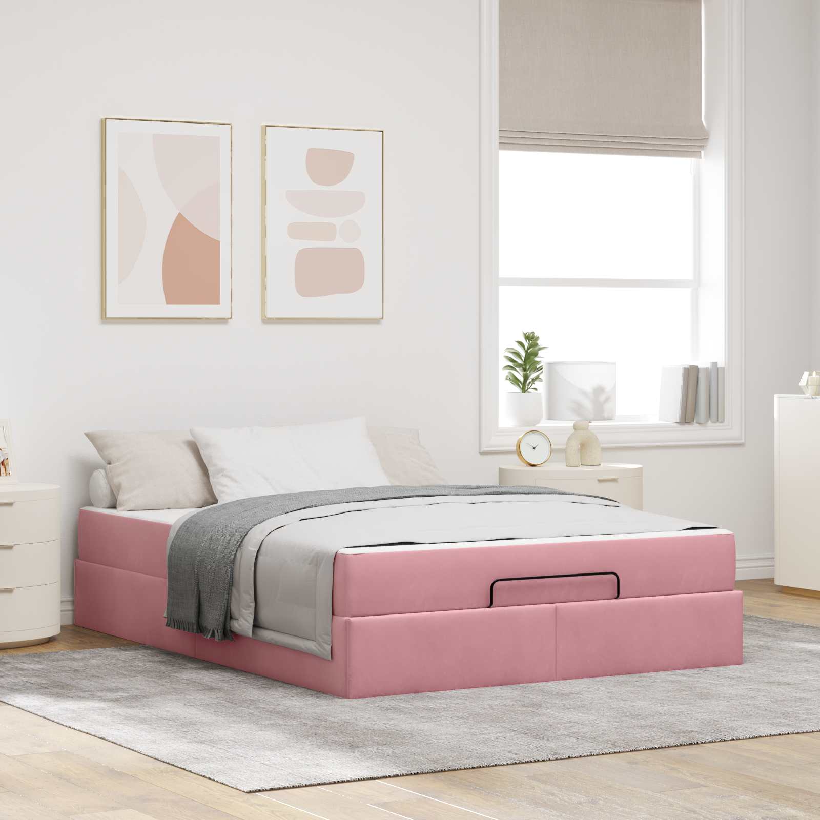 Okvir kreveta s madracem 2 pcs Ružičasta Baršun