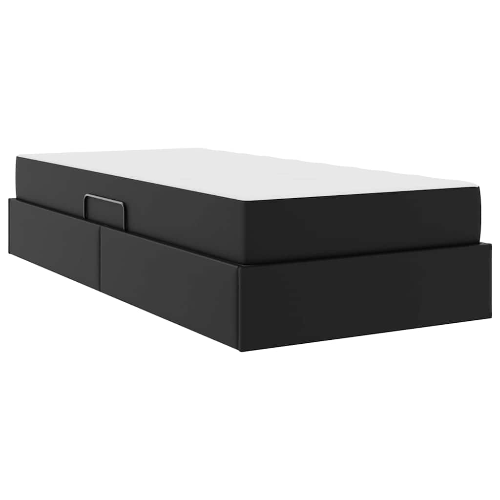 Krevet s madracem i skladištem s madracem 2 pcs Crna Koža