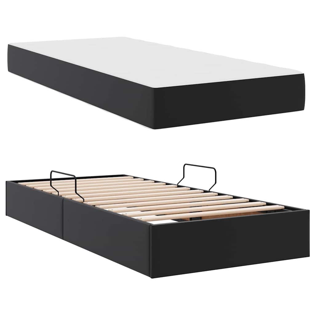 Krevet s madracem i skladištem s madracem 2 pcs Crna Koža
