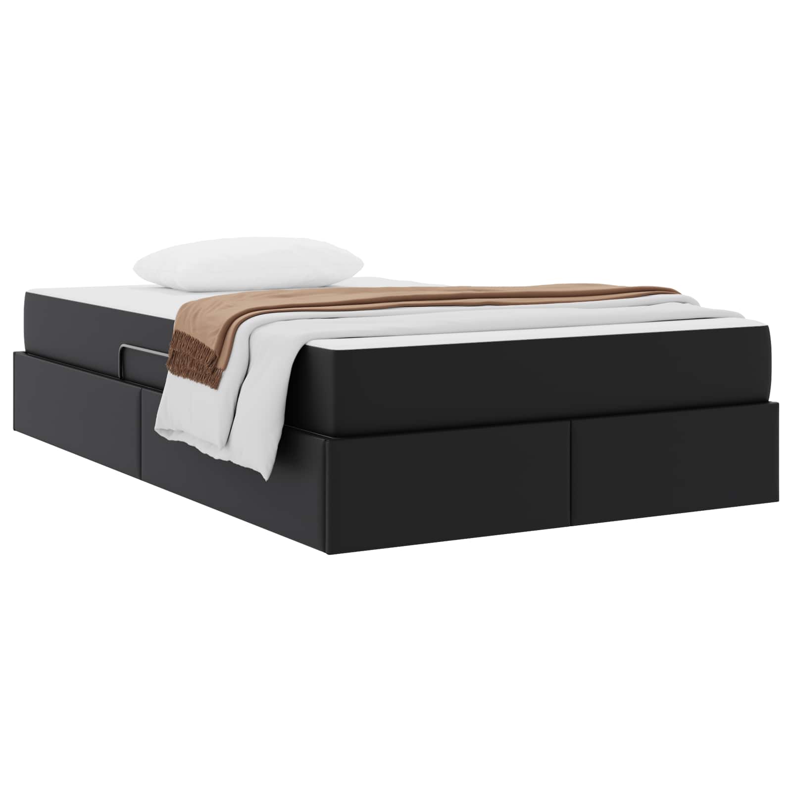 Krevet s madracem i skladištem s madracem 2 pcs Crna Koža