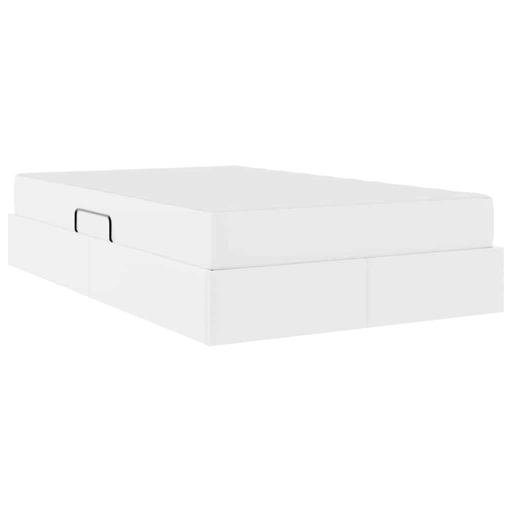 Krevet s madracem i skladištem s madracem 2 pcs Bijelo Koža