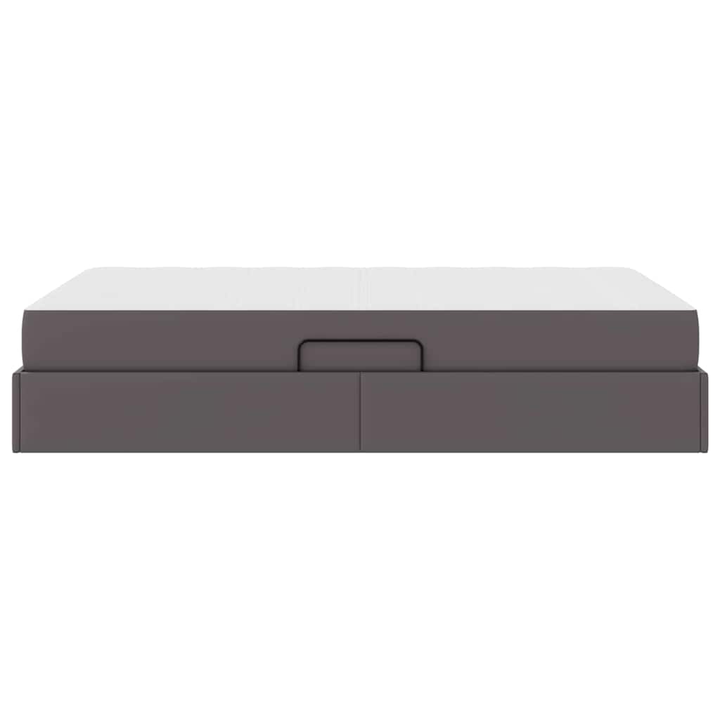 Krevet s madracem i skladištem s madracem 2 pcs Siva Koža