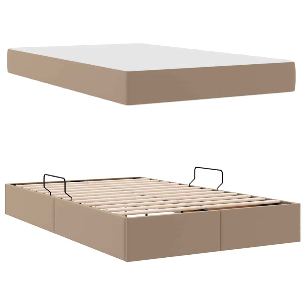 Krevet s madracem i skladištem 2 pcs Boja cappuccina Koža