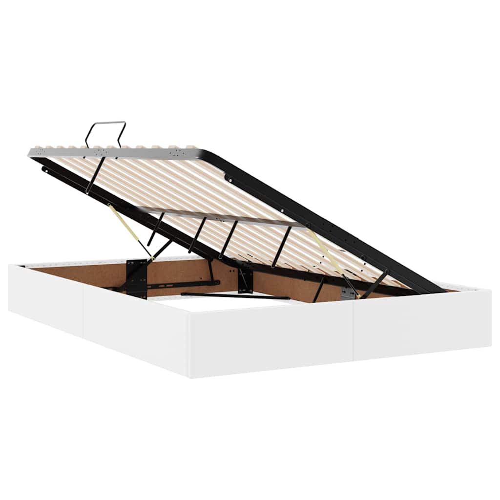 Krevet s madracem i skladištem s madracem 2 pcs Bijelo Koža