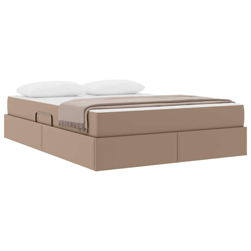 Krevet s madracem i skladištem 2 pcs Boja cappuccina Koža