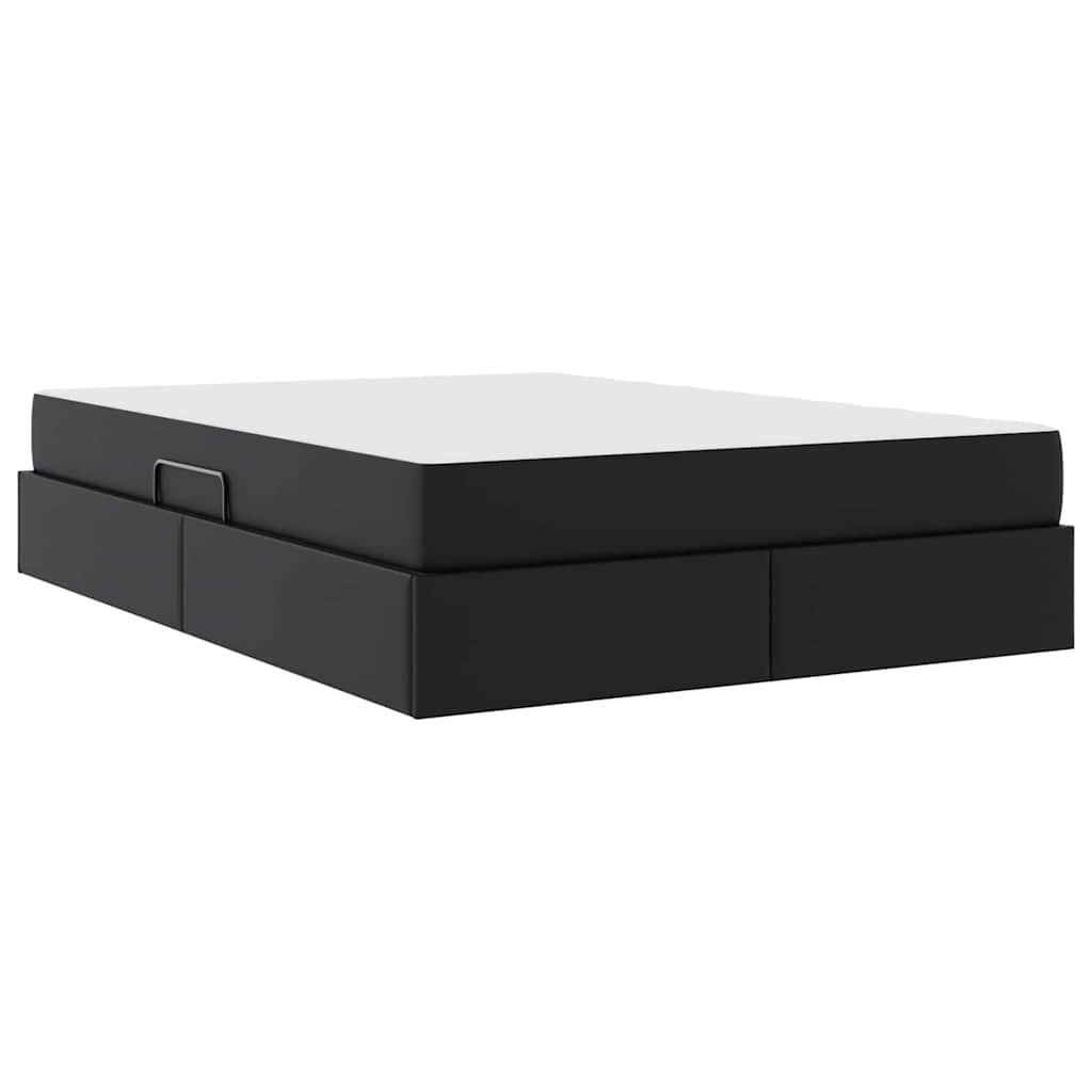 Krevet s madracem i skladištem s madracem 2 pcs Crna Koža