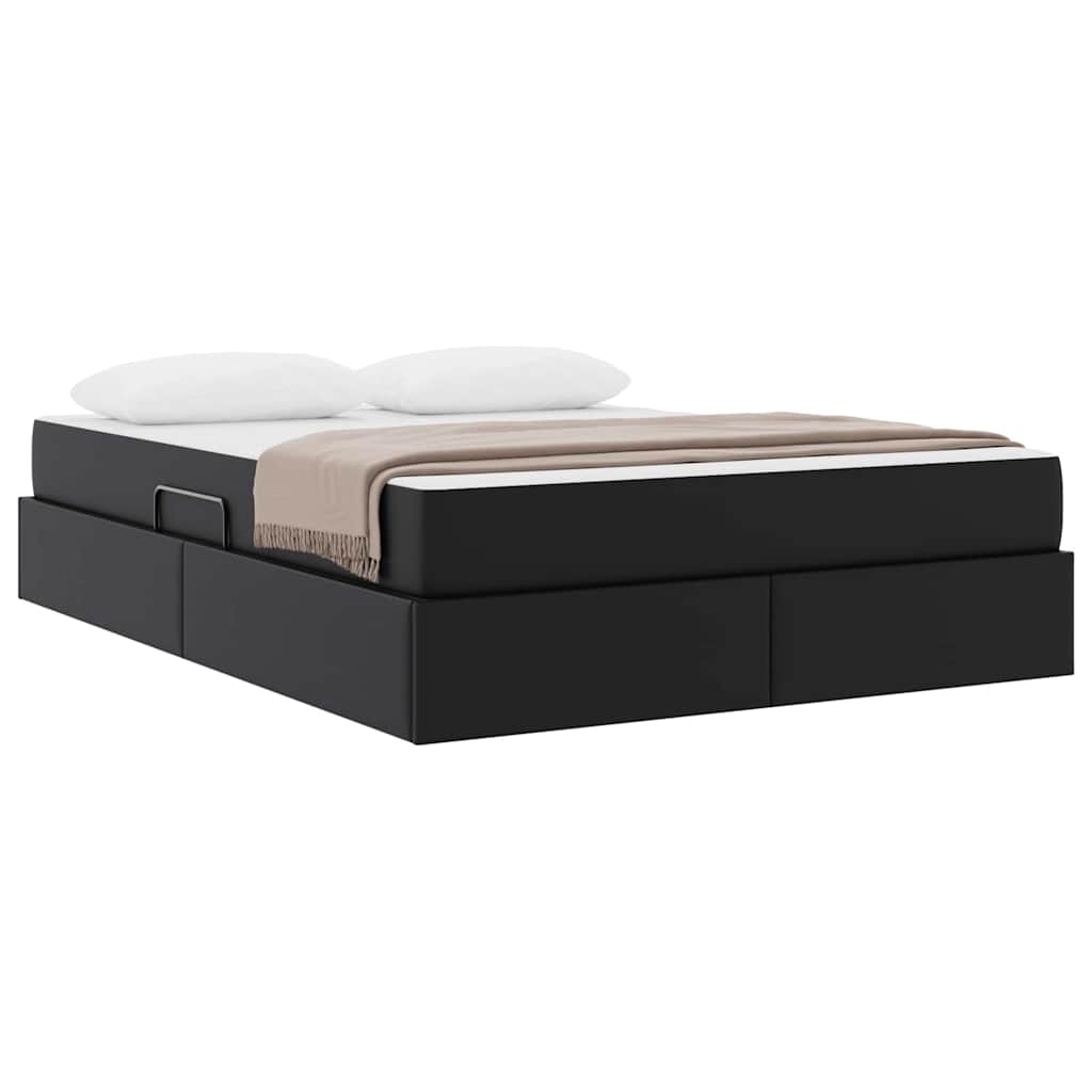 Krevet s madracem i skladištem s madracem 2 pcs Crna Koža