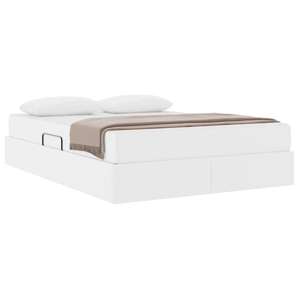 Krevet s madracem i skladištem s madracem 2 pcs Bijelo Koža