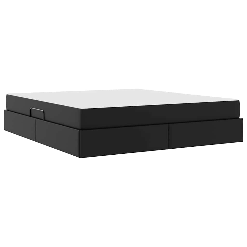 Krevet s madracem i skladištem s madracem 2 pcs Crna Koža
