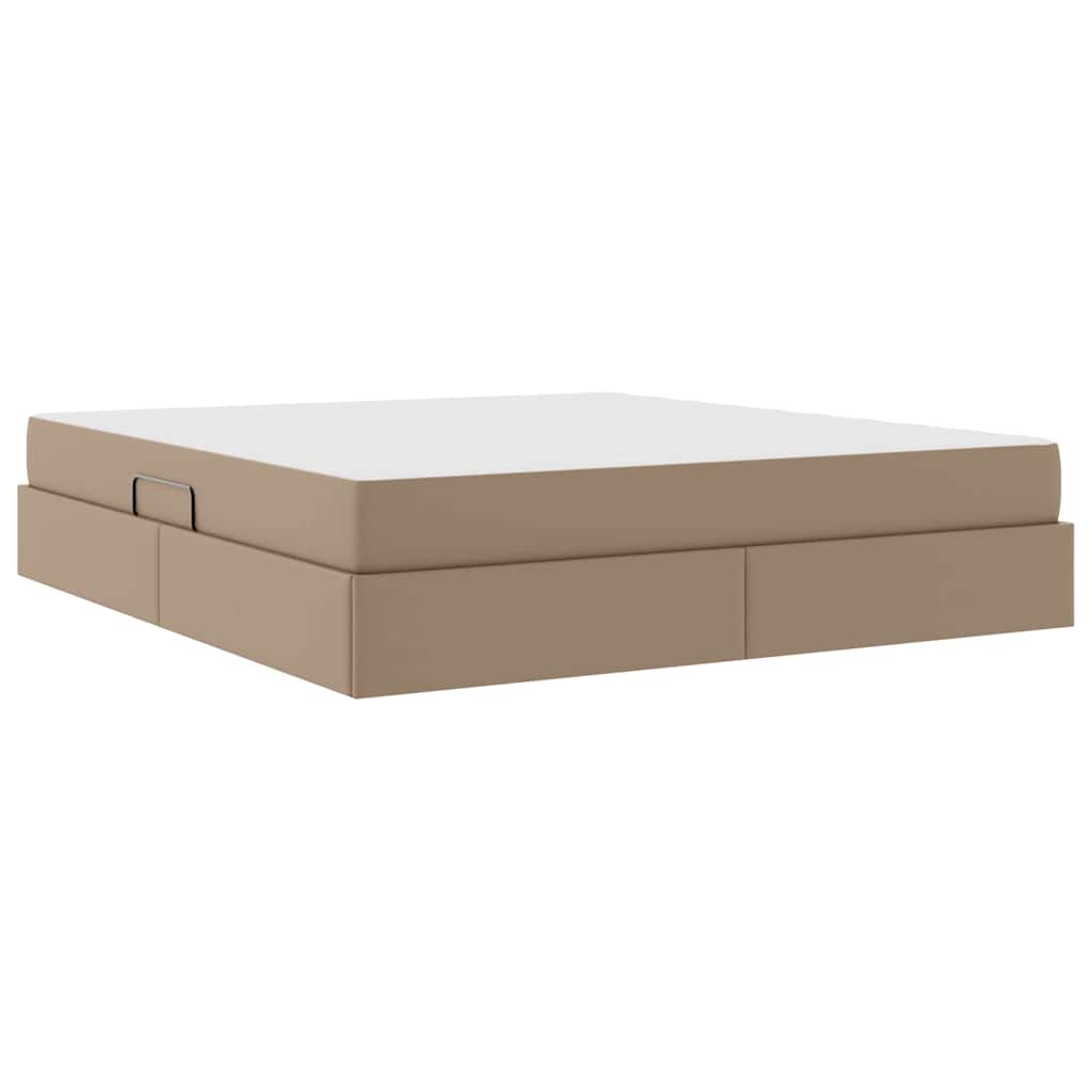 Krevet s madracem i skladištem 2 pcs Boja cappuccina Koža