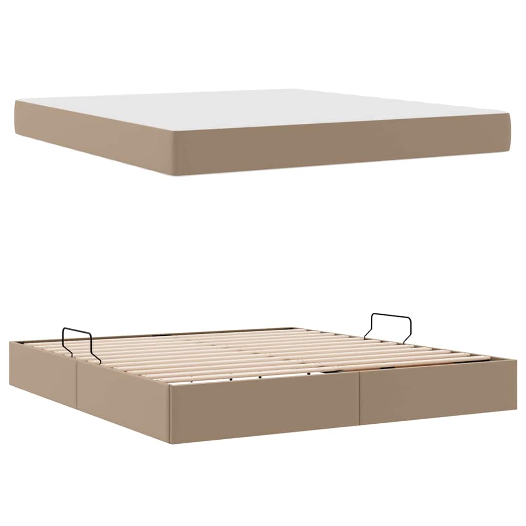 Krevet s madracem i skladištem 2 pcs Boja cappuccina Koža