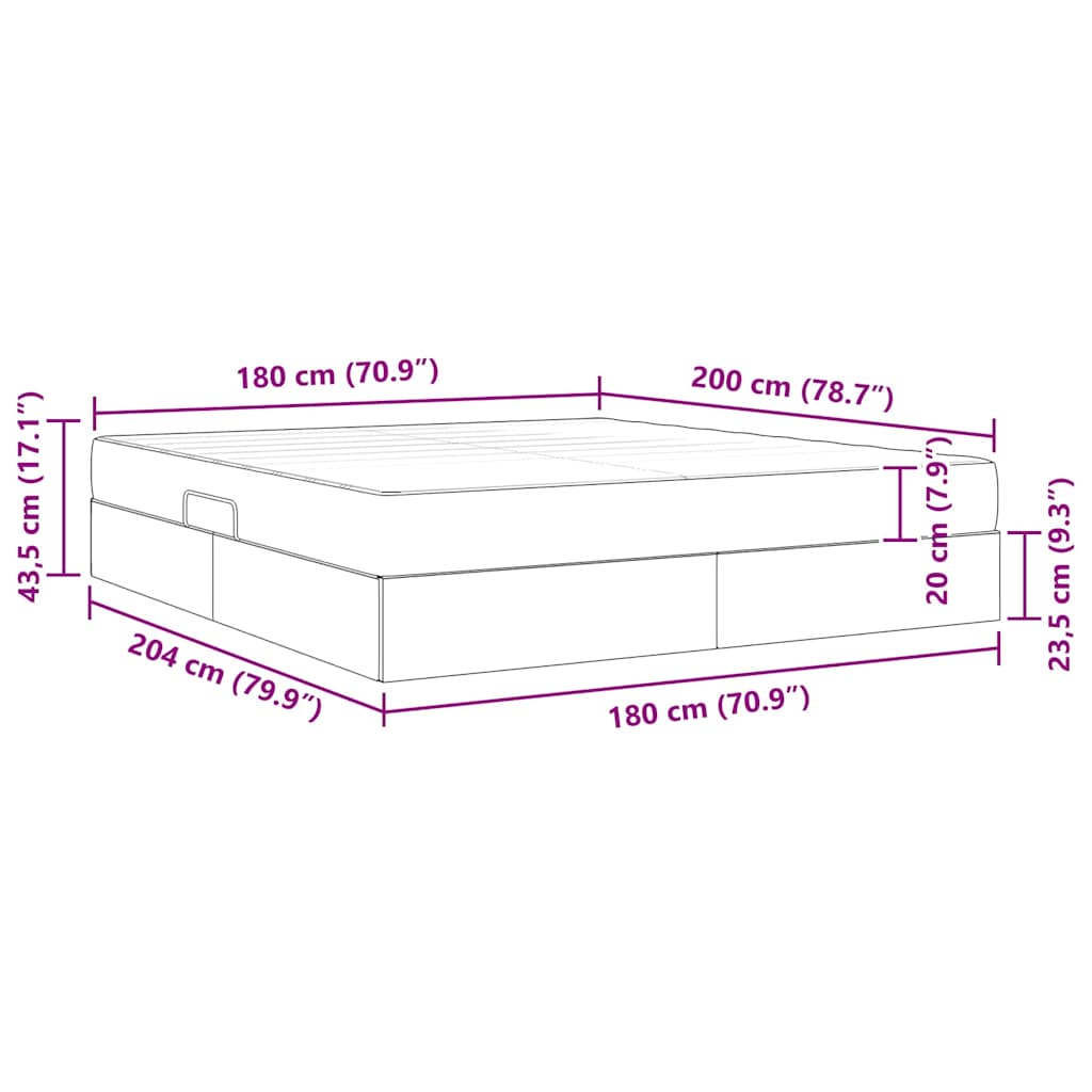 Krevet s madracem i skladištem s madracem 2 pcs Crna Koža