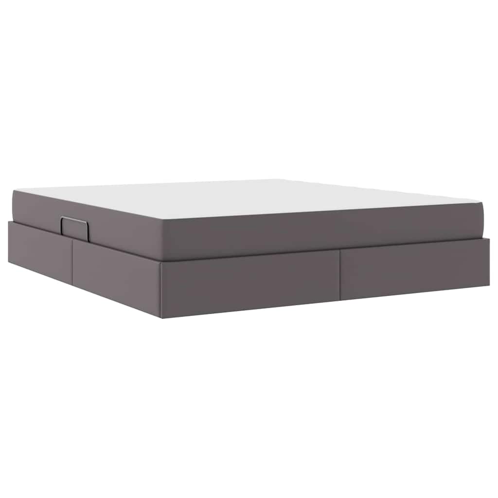 Krevet s madracem i skladištem s madracem 2 pcs Siva Koža