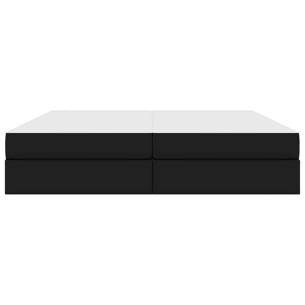 Krevet s madracem i skladištem s madracem 2 pcs Crna Koža