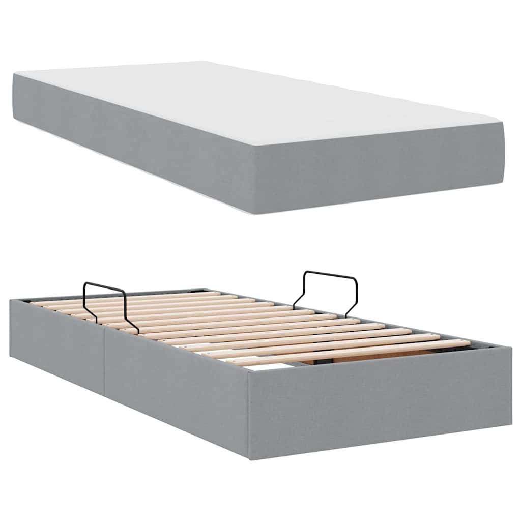 Krevet s madracem i skladištem Svijetlo siva 90 x 200 cm