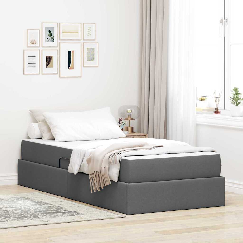 Krevet s madracem i skladištem Tamno siva 90 x 200 cm Poliester