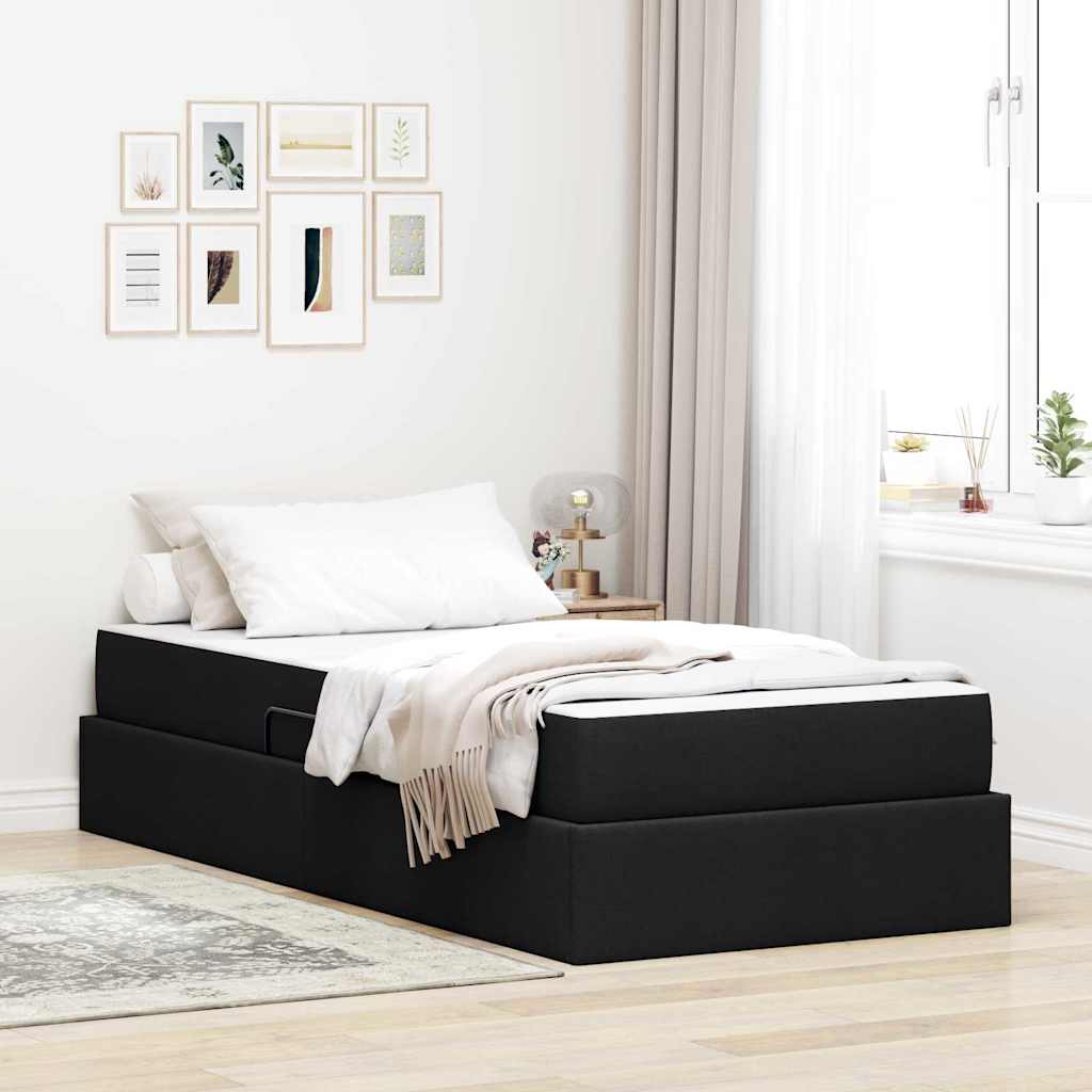 Krevet s madracem i skladištem Crna 90 x 200 cm Poliester