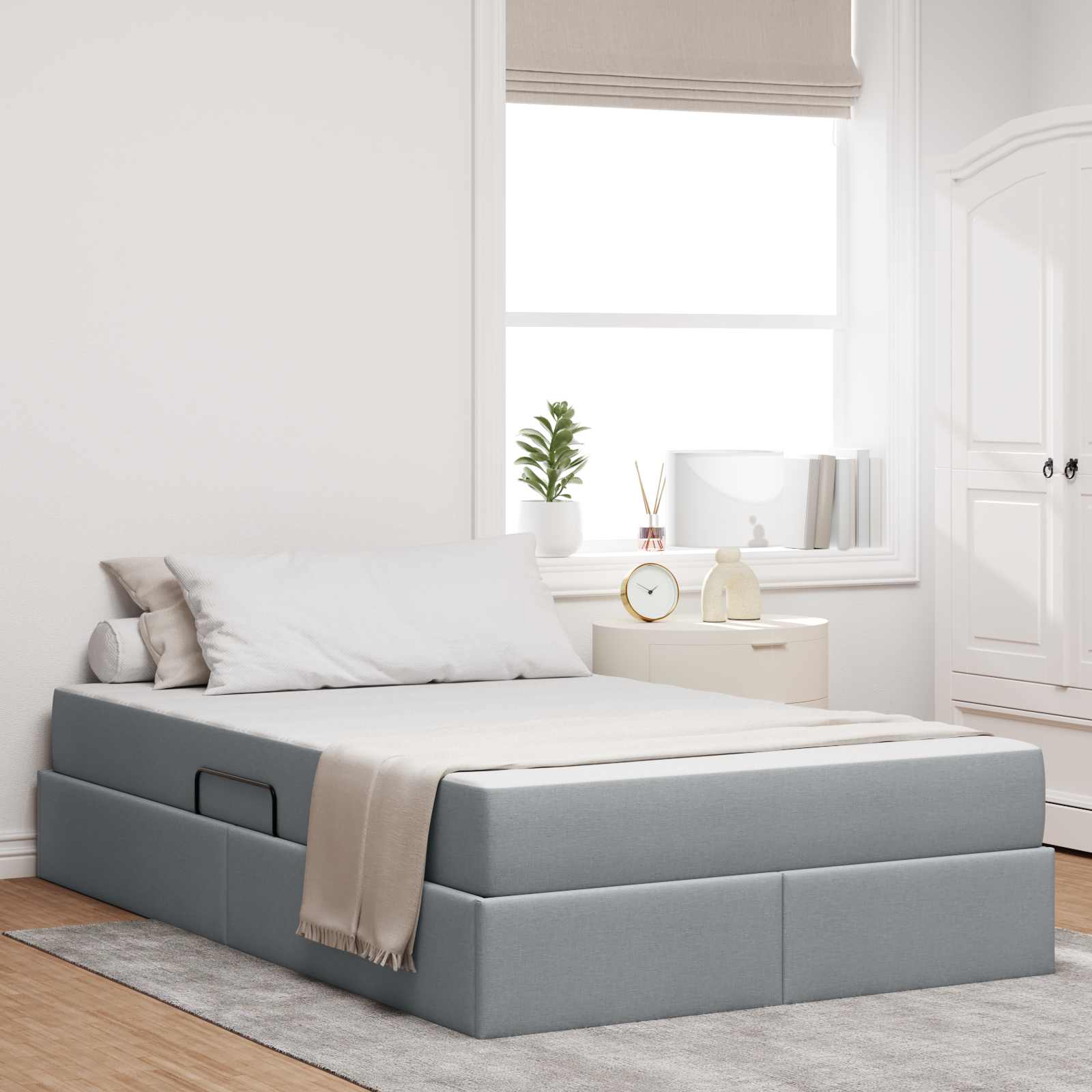 Krevet s madracem i skladištem Svijetlo siva 120 x 190 cm