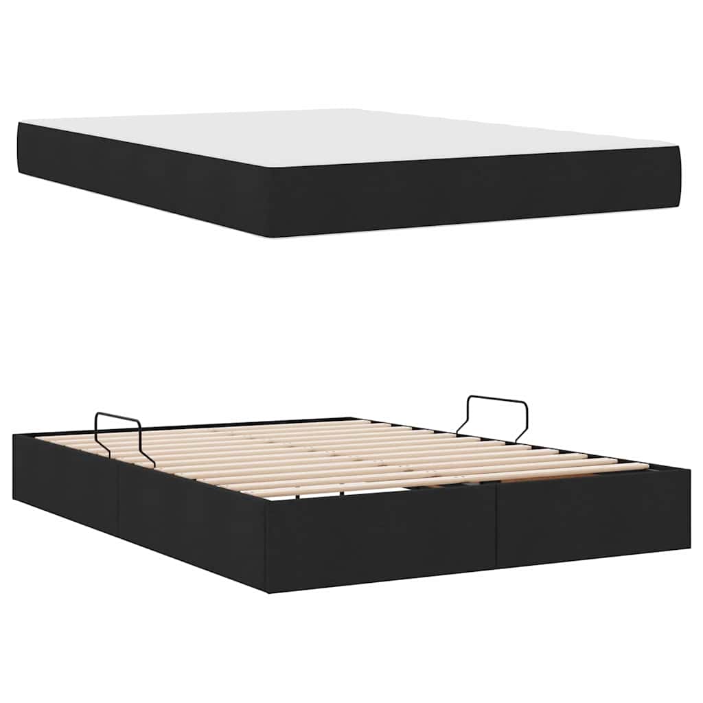 Krevet s madracem i skladištem Crna 140 x 190 cm Poliester