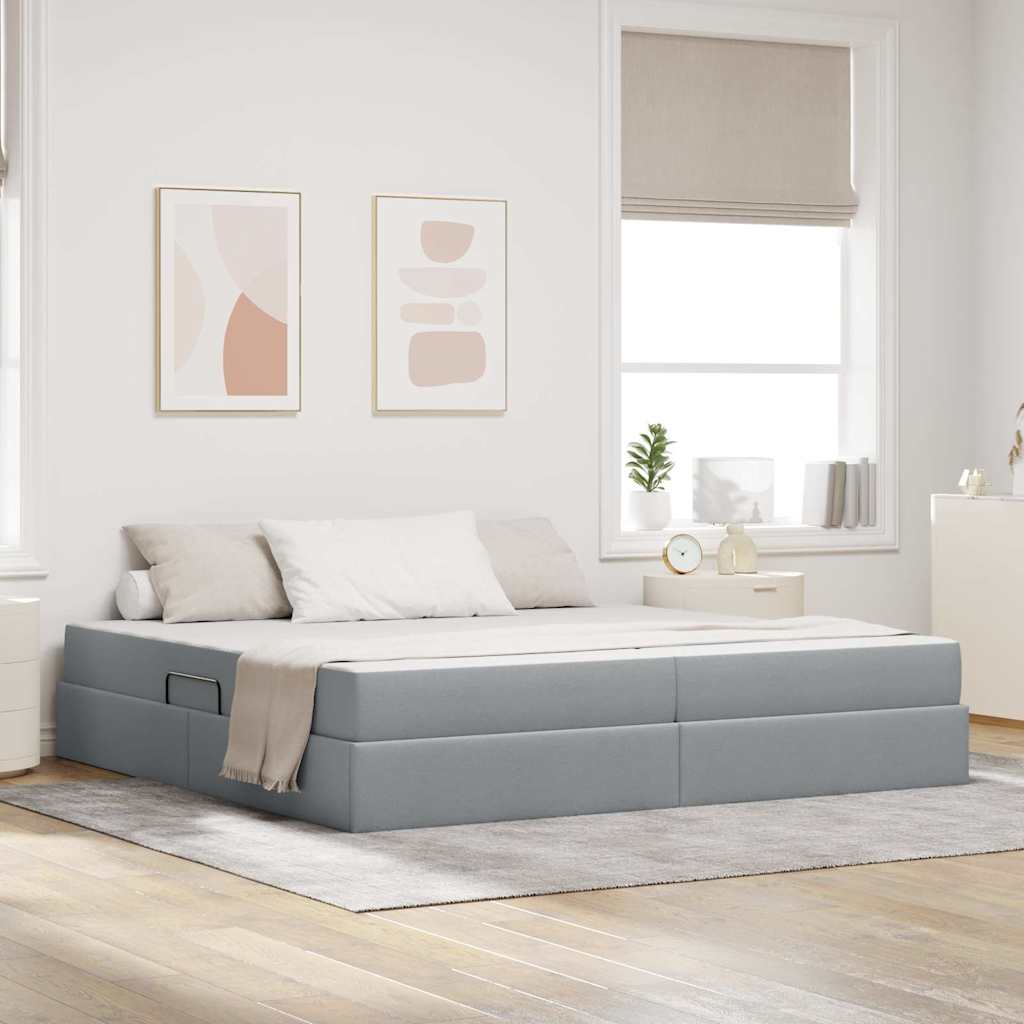 Krevet s madracem i skladištem Svijetlo siva 200 x 200 cm