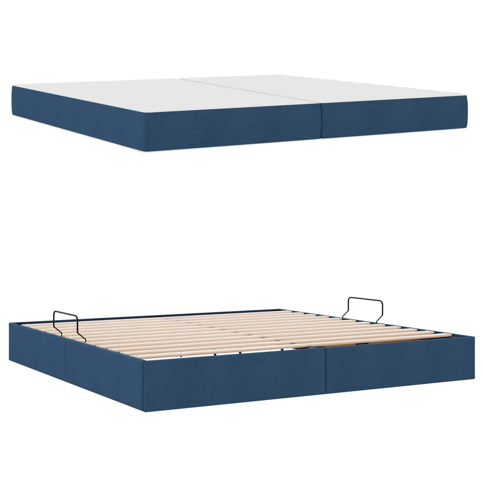 Krevet s madracem i skladištem Plava 200 x 200 cm Poliester