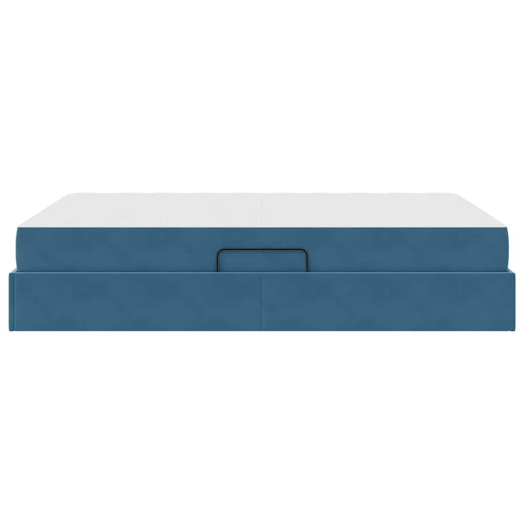 Krevet s madracem i skladištem Tamno plava 140 x 200 cm Baršun