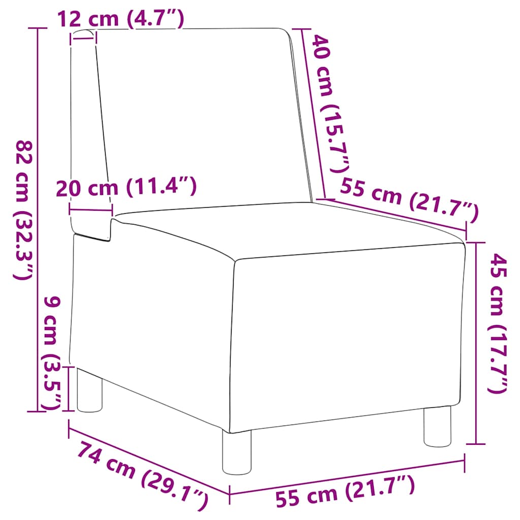 Modularna sofa bez naslona 3 pcs Tamno siva 55 x 74 x 82 cm