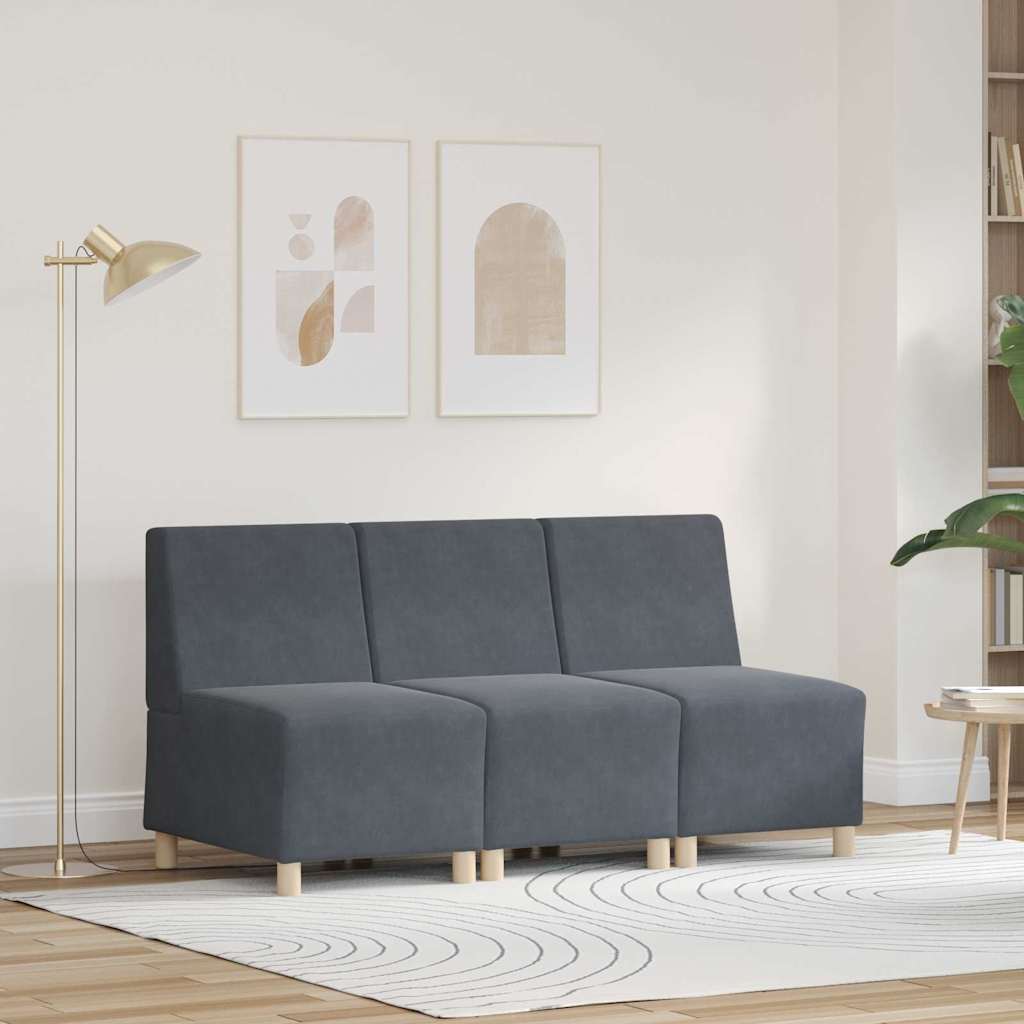 Modularna sofa bez naslona 3 pcs Tamno siva 55 x 74 x 82 cm