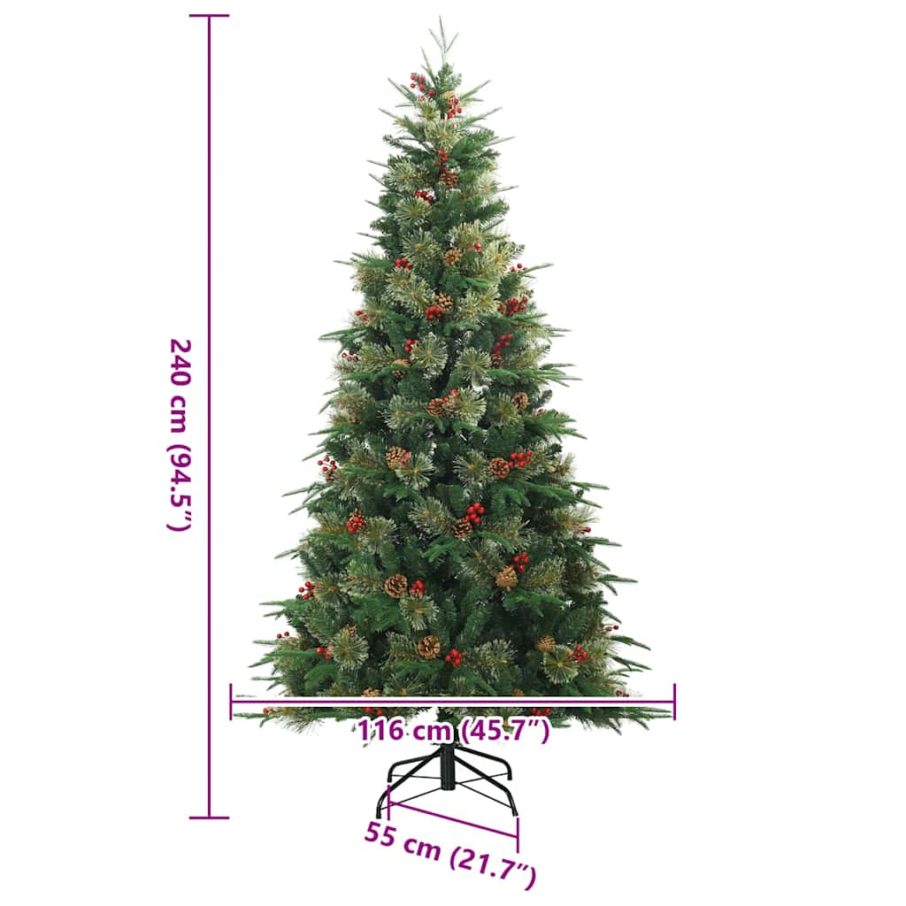Umjetno božićno drvce s nogom Zelena 240 cm PVC, PE i čelik