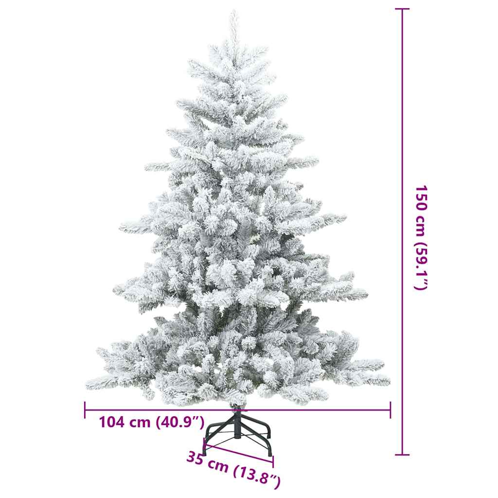 Umjetno Zglobno Božićno Drvo Snijeg Preplačeno Bijela 150 cm