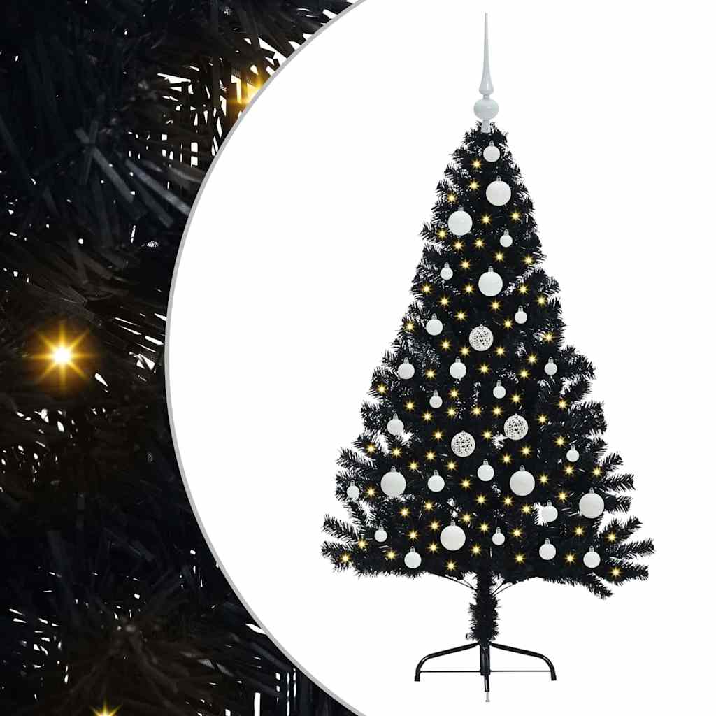 Umjetno predsvijetljeno božićno drvce Crna 120 cm PVC