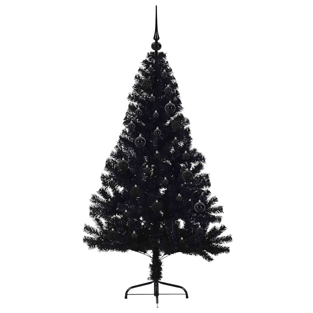Umjetno predsvijetljeno božićno drvce Crna 150 cm PVC