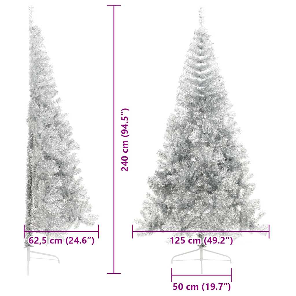 Umjetno predsvijetljeno božićno drvce Srebrno 240 cm PET