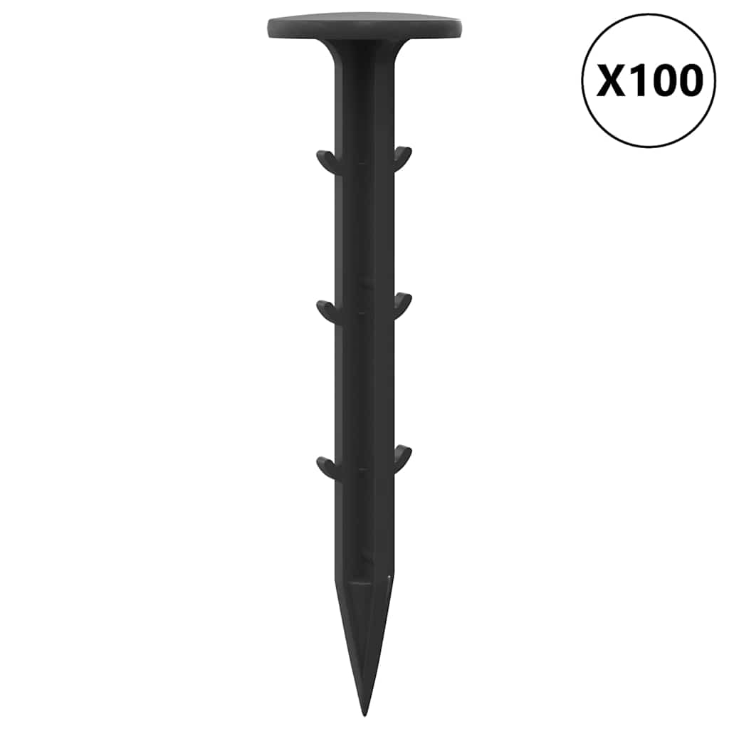Zemljani kolci 100 pcs Crna Ø3 x 11 cm Plastika