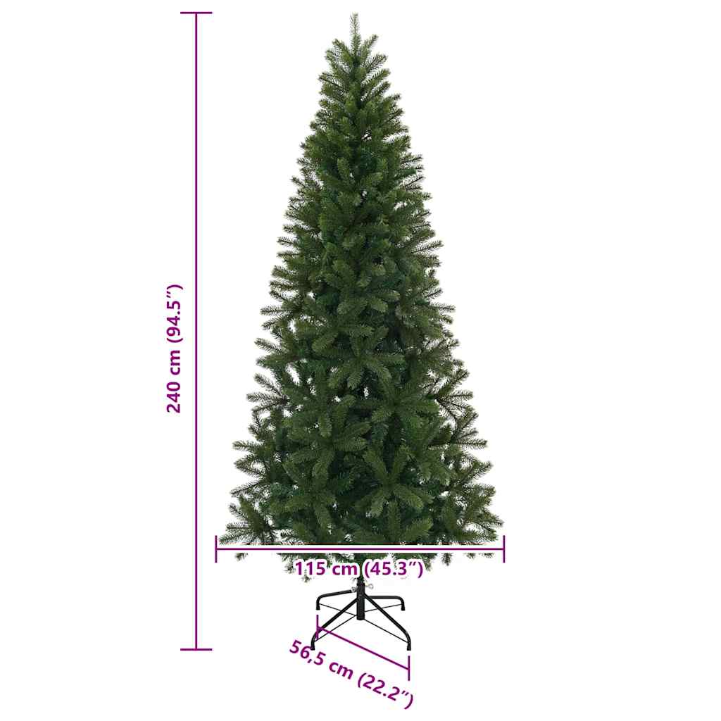 Umjetno božićno drvce s stalakom Zelena 240 cm PVC, PE i čelik