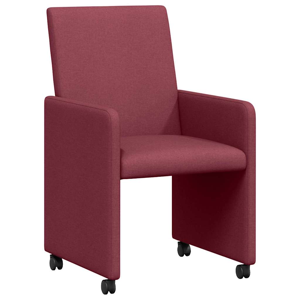 Blagovačke stolice s kotačima 2 pcs boja crnog vina tkanina