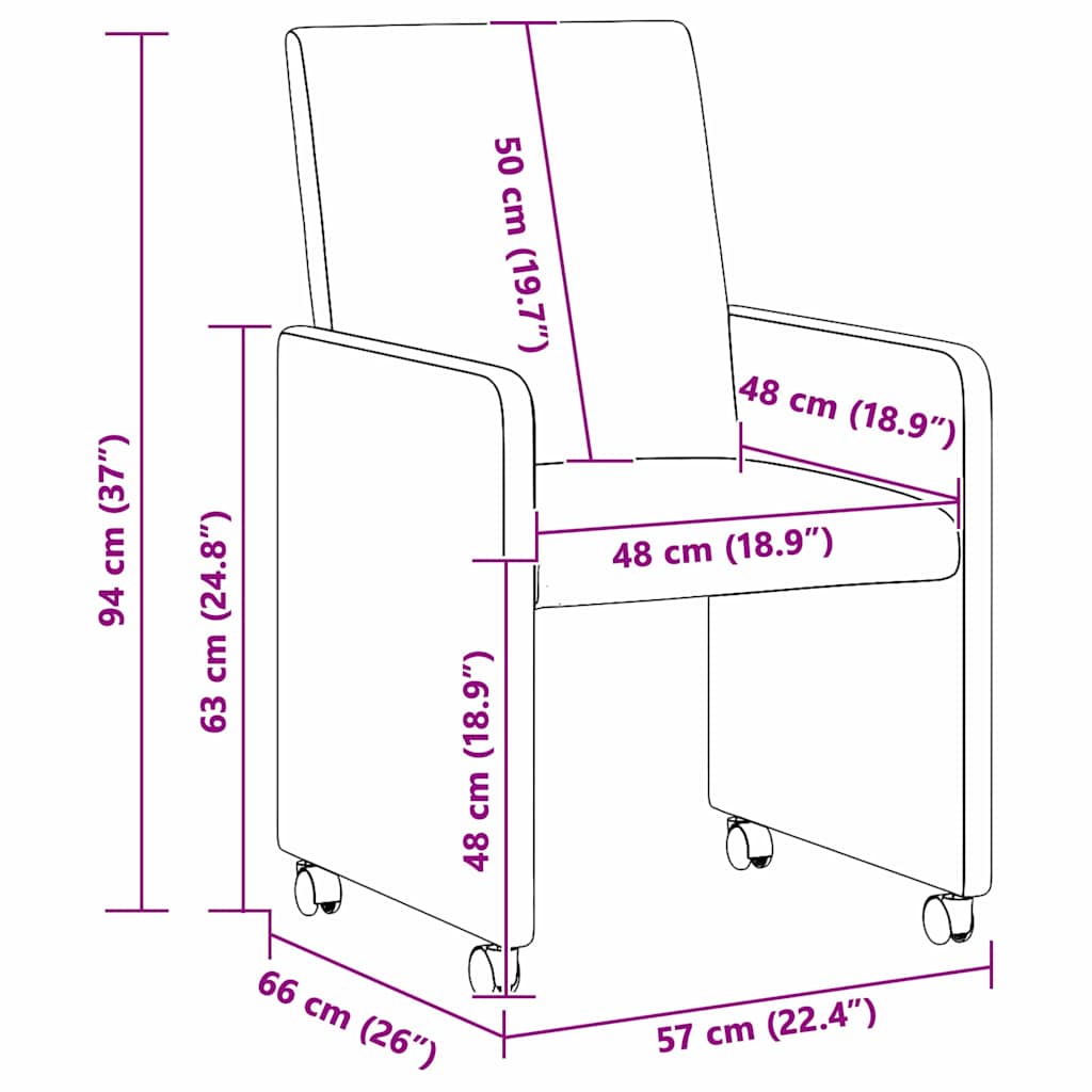 Blagovačke stolice s kotačima 2 pcs Krema 57 x 66 x 94 cm