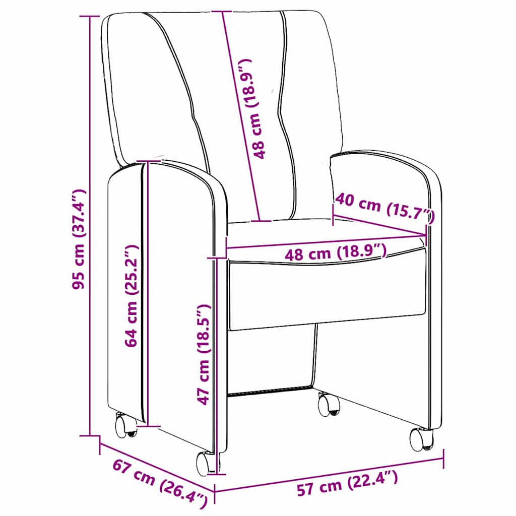 Blagovačke stolice s kotačima 2 pcs Tamno siva 57 x 67 x 95 cm