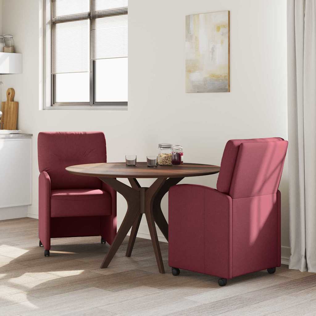 Blagovačke stolice s kotačima 2 pcs boja crnog vina tkanina