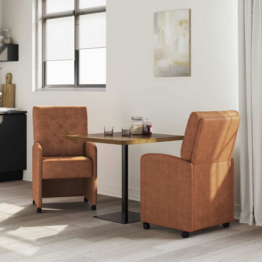 Blagovačke stolice s kotačima 2 pcs Smeđa 58 x 67 x 97 cm