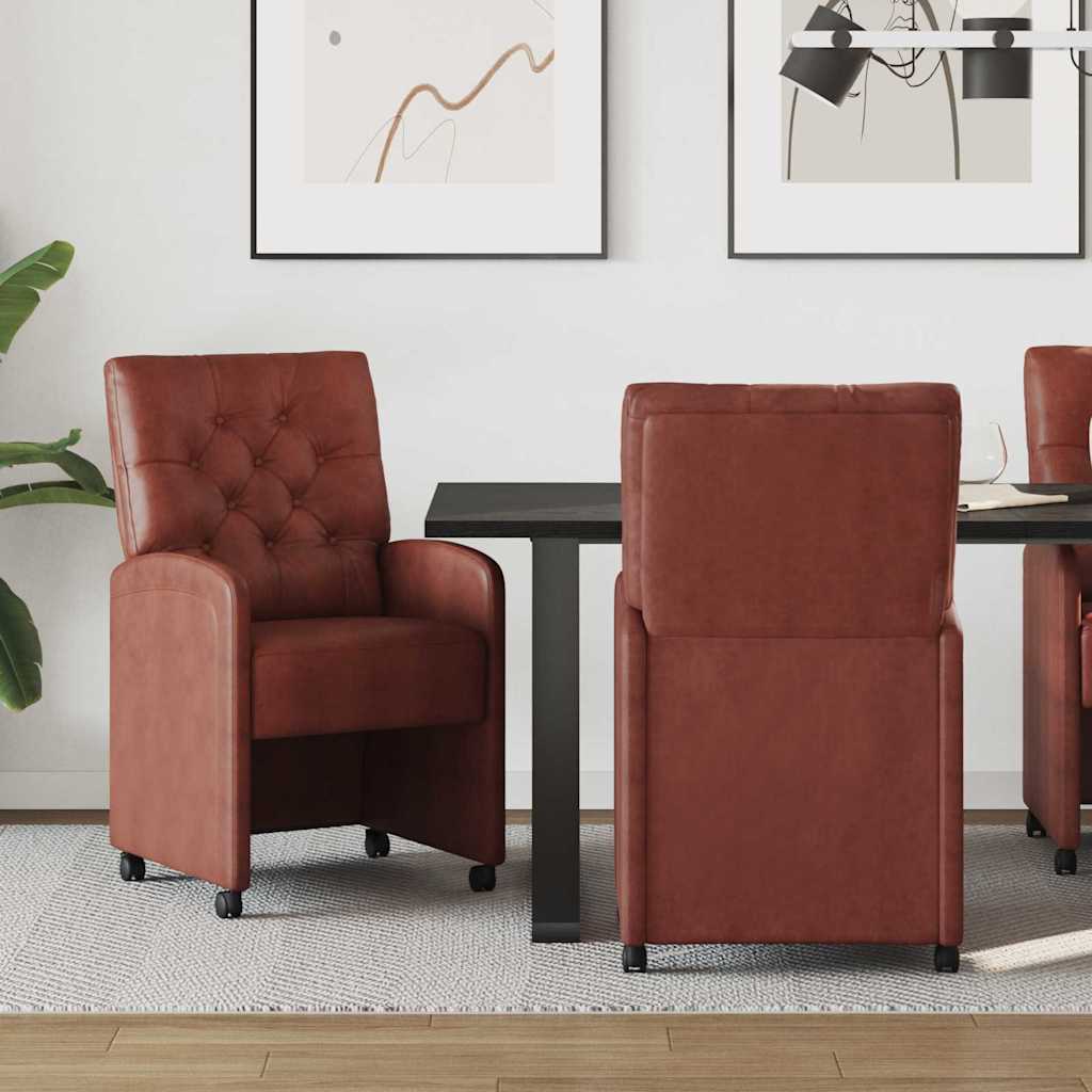 Blagovačke stolice s kotačima 2 pcs Sjajna smeđa Umjetna koža