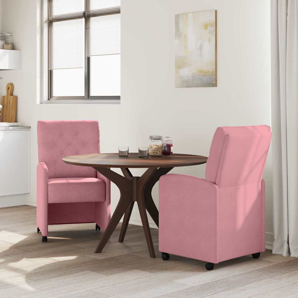 Blagovačke stolice s kotačima 2 pcs Ružičasta 58 x 67 x 97 cm