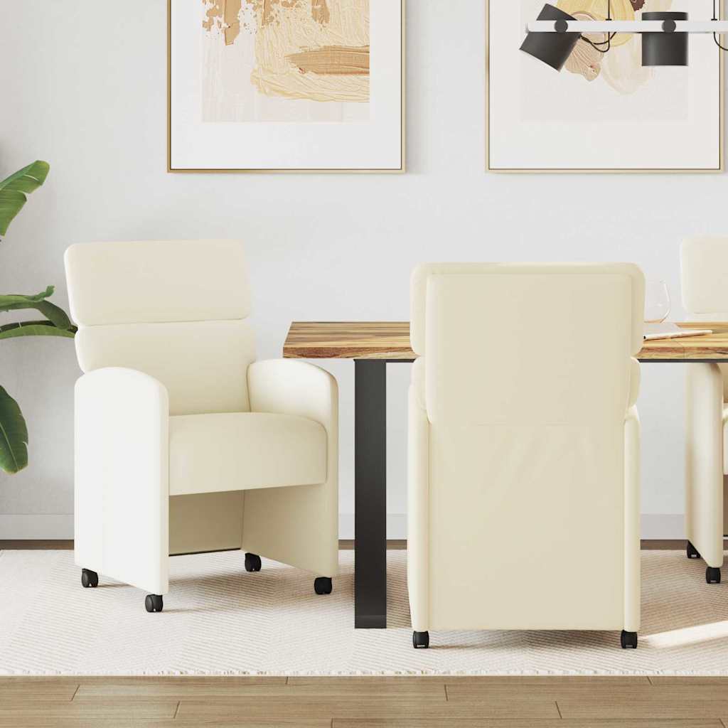 Blagovačke stolice s kotačima 2 pcs Krema 58 x 65 x 98 cm
